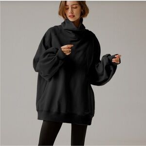 Nap Loungewear Boxy Turtleneck Oversized Sweater Top Black XXL